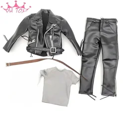 1/6 Leather Coat Jacket Pants Boots Model Clothes Set For 12in Male Soldier Phicen Tbleague M34 Body Action Figure 30cm Doll