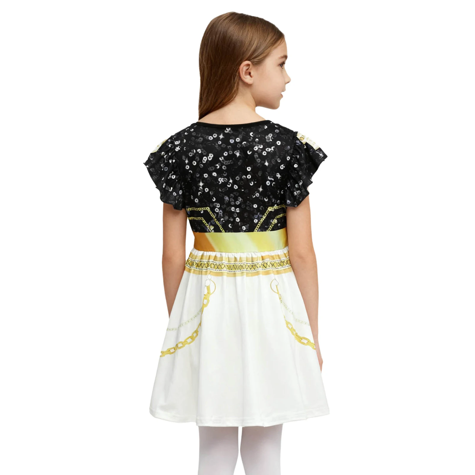 فستان شيطان أنيمي ساحر للفتيات الصغيرات مع طباعة كرتونية وأكمام مكشكشة، زي تنكري غريب الأطوار للحفلات ذات الطابع الشخصي #4