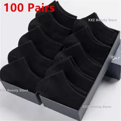 10/50 Pairs Black Men Socks Thin Breathable Socks Soft Cotton Sweat-Absorbing Casual Business Ankle Boat Socks For Men Women