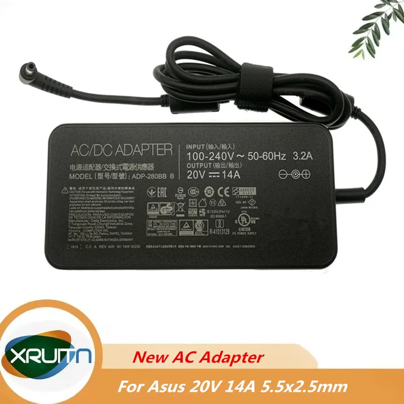 

Новое зарядное устройство переменного тока для ноутбука 20 В 14 А 280 Вт ADP-280BB B 5 20 В 14 А 280 Вт ADP-280BB B 5,5*2,5 мм для блока питания ноутбука Asus