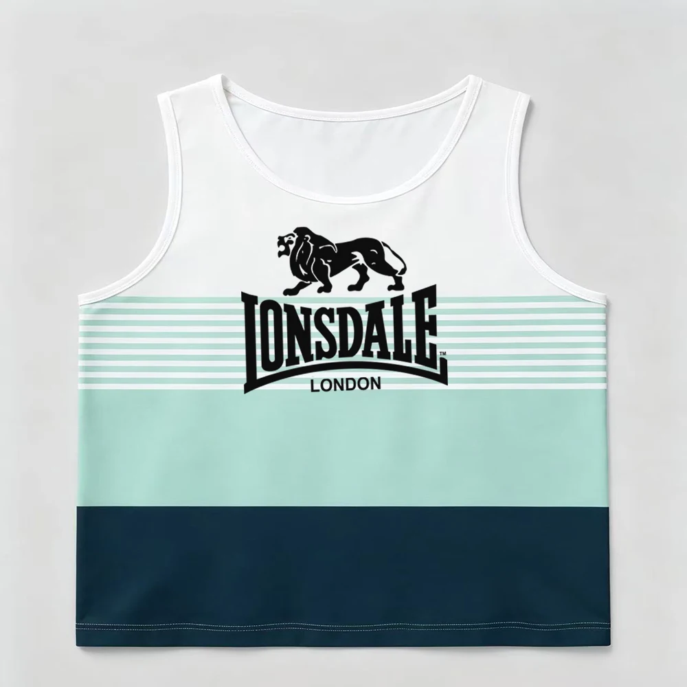 Men's retro 3D digital LONSDALE printed street casual multifunctional loose short sleeved T-shirt, comfortable vest for both men
