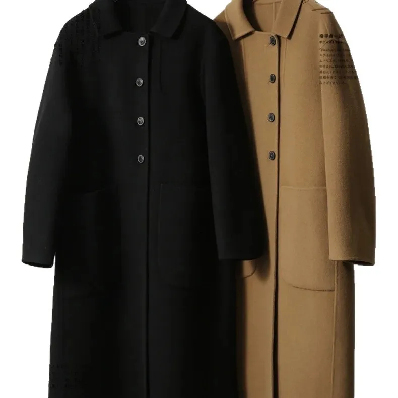 Dámský vlněný kabát pro větší velikosti, oboustranný fleecový, volný střih, střední délky, podzim/zima, módní svrchní oblečení, pohodlné ... - náhled 5