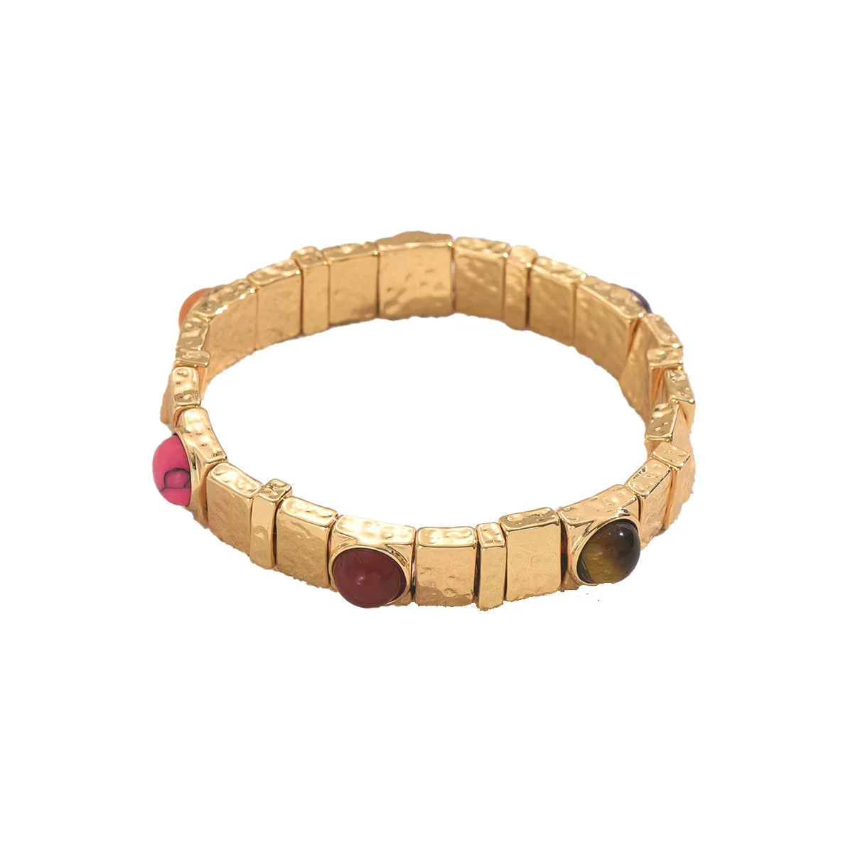 

Vintage Colored Stone - Inlaid Alloy Bracelet, Bohemian - Style Personalized Bracelet