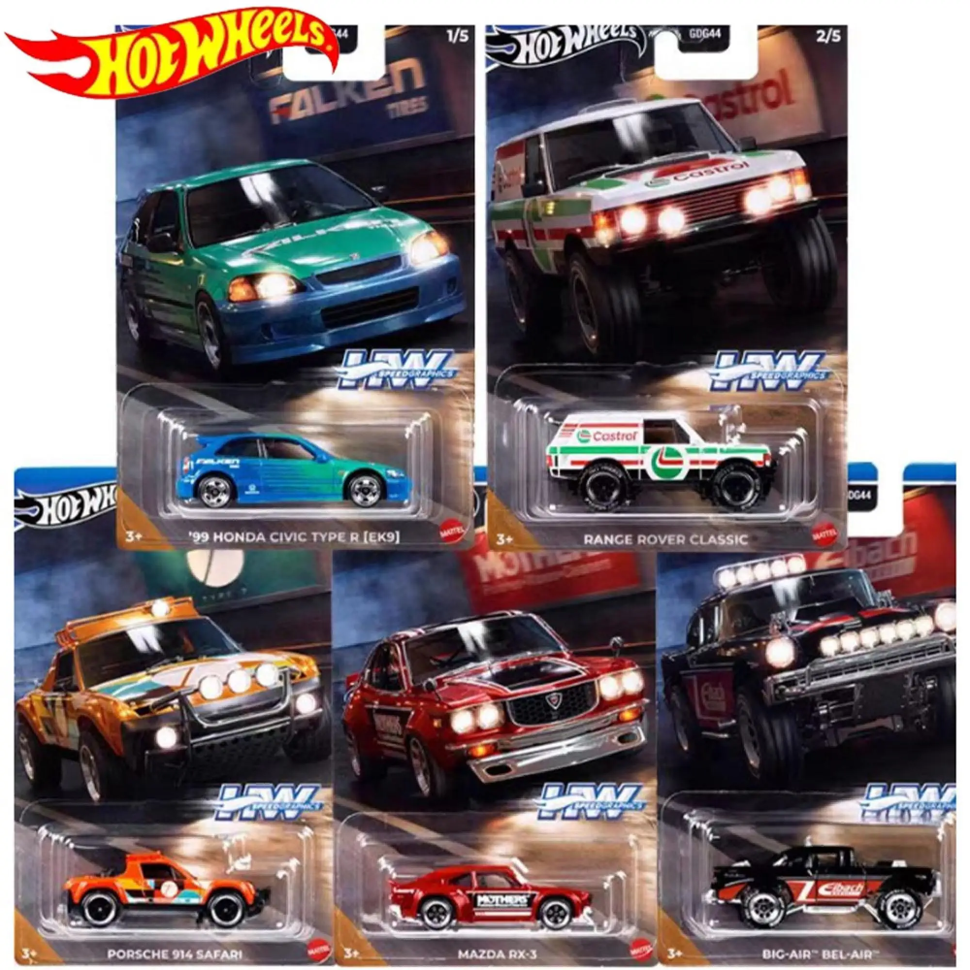 2024 Hot Wheels GDG44 Theme Automotive Porsche 914 HONDA CIVIC RANCE RPVER MAZDA RX-3 BLG-AIR Auto Model Cars Toys Boys Gift