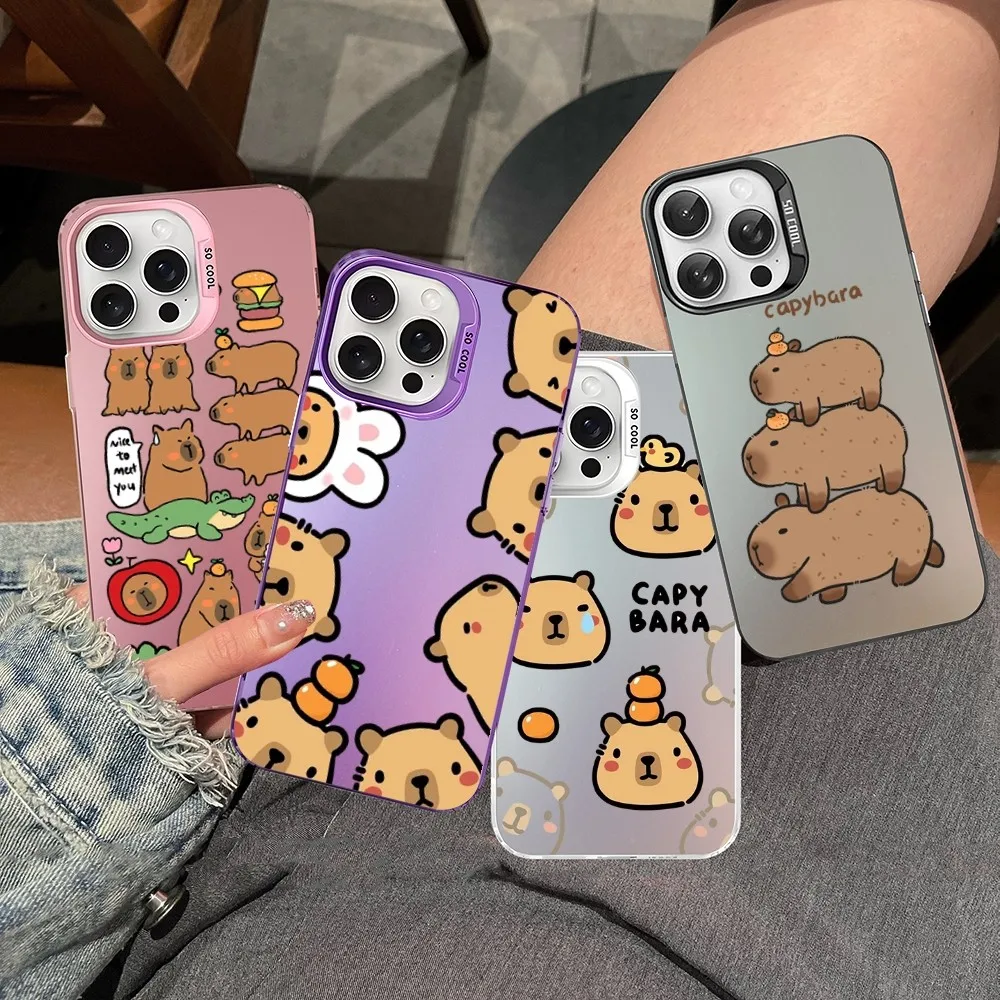 

Cartoon Cute Capybara Phone Case For IPhone 16 15 14 13 12 11 Pro Max X XR XSMAX 8 7 Plus Matte Shockproof Back Cover