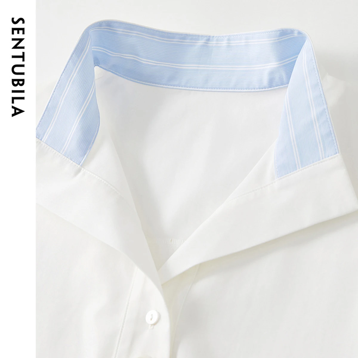 SENTUBILA Stand Neck Women Blouses 2025 New Work Wear Simple Loose Fit Short Sleeve Chic Button Female Shirts 152C59257