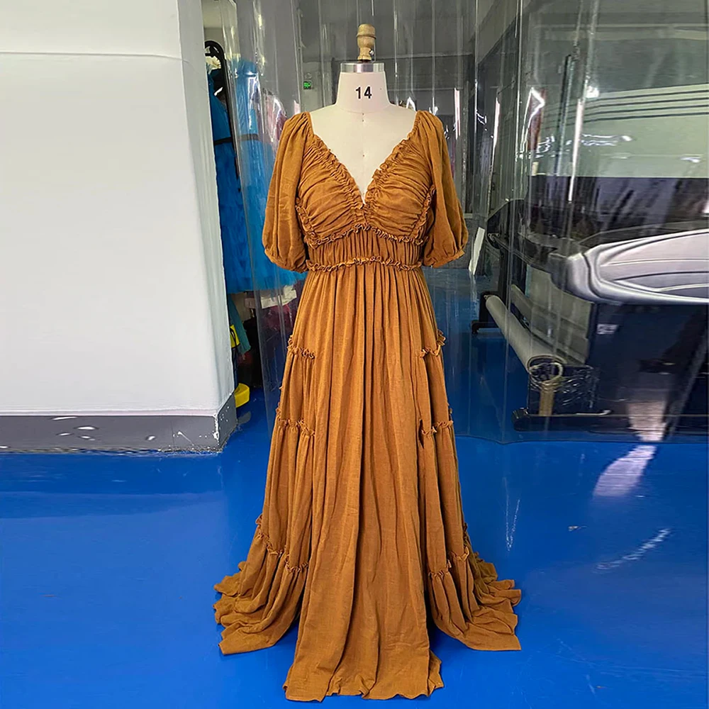 V Neck Cotton Maternity Photoshoot Dresses for Photo Shoot Side Slit Custom Color Photography Dresses for Baby Shower YW230322