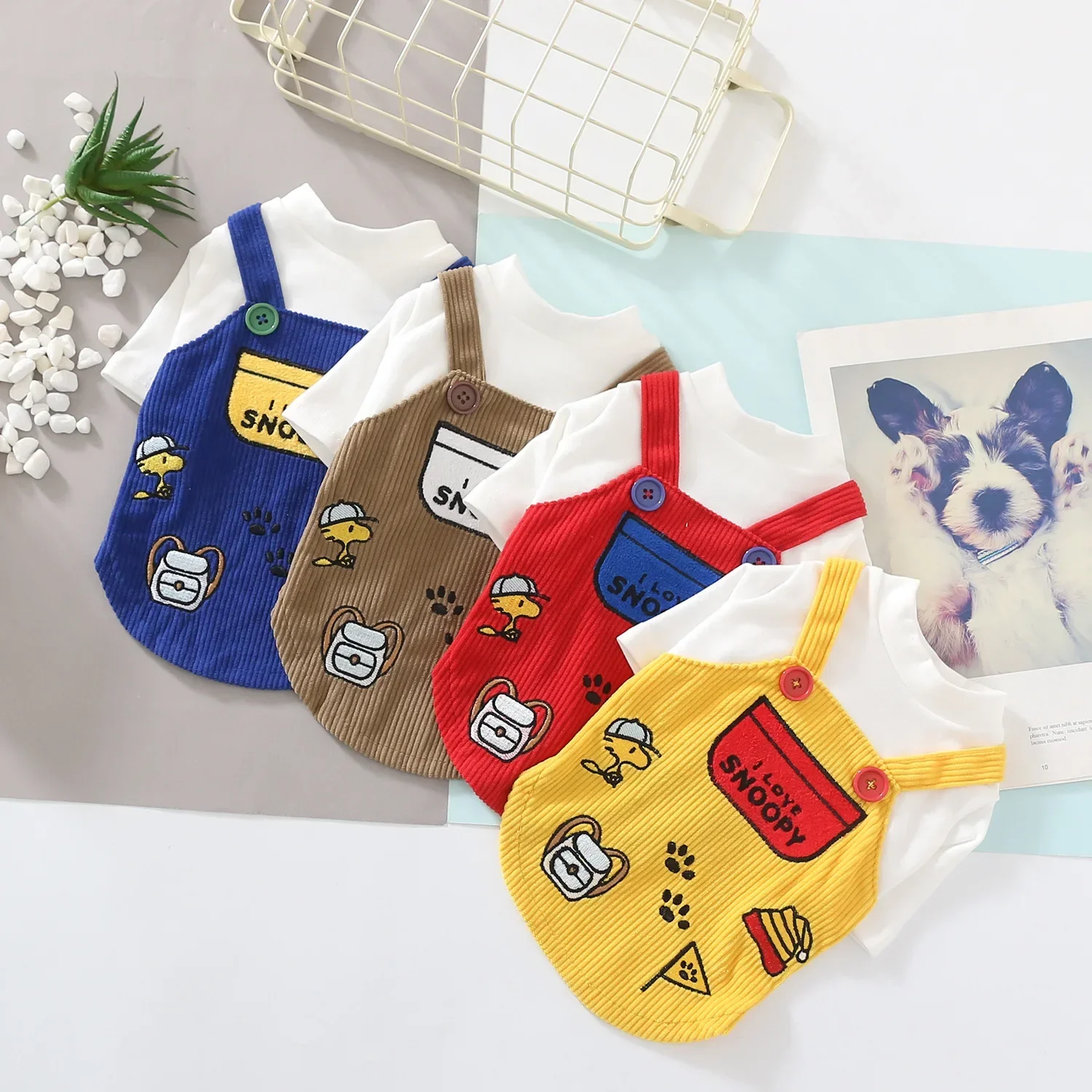 snoopy Summer New Cute Pet Cartoon Embroidered Dog Two-legged Clothes Pet Clothes Dog Clothes coat