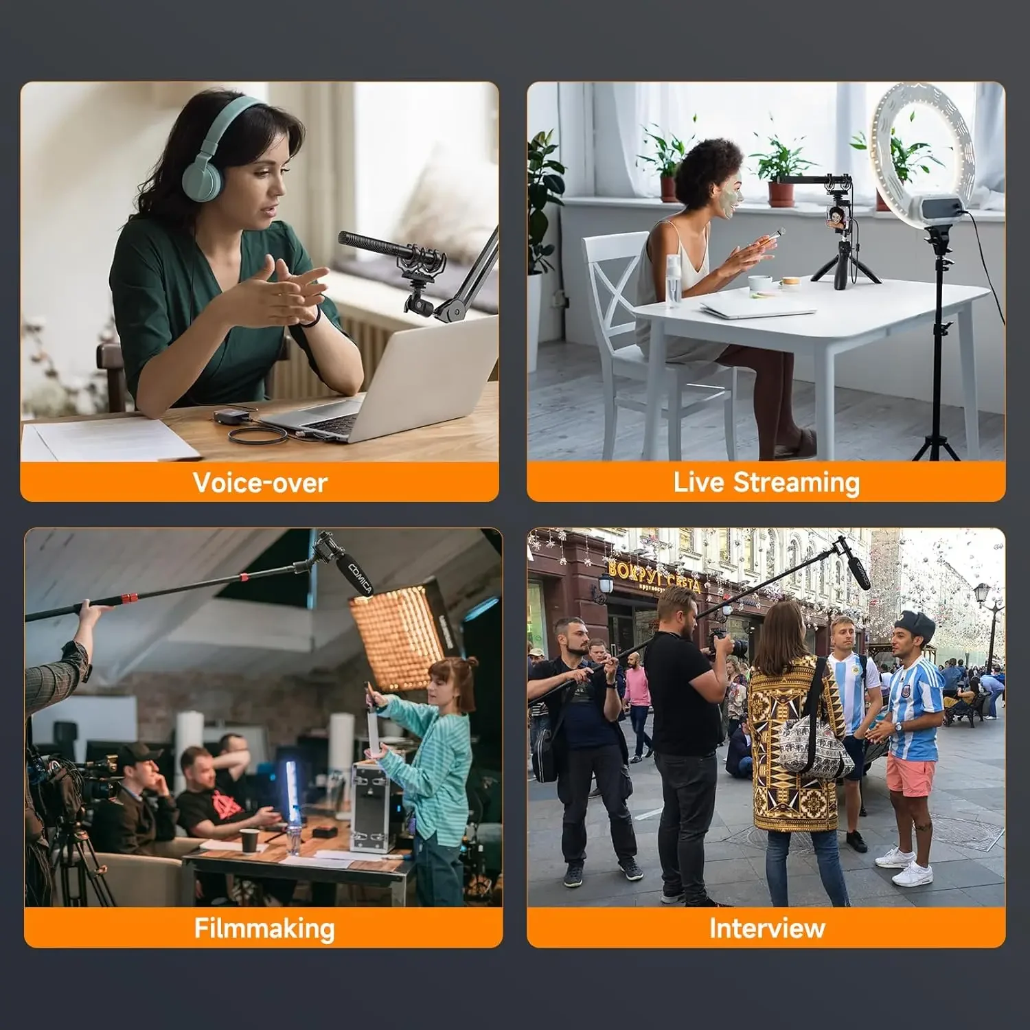COMICA VM40 2,4 G Supernieren-Kondensator-Funkmikrofon für Ca mera Smartphone-Computer