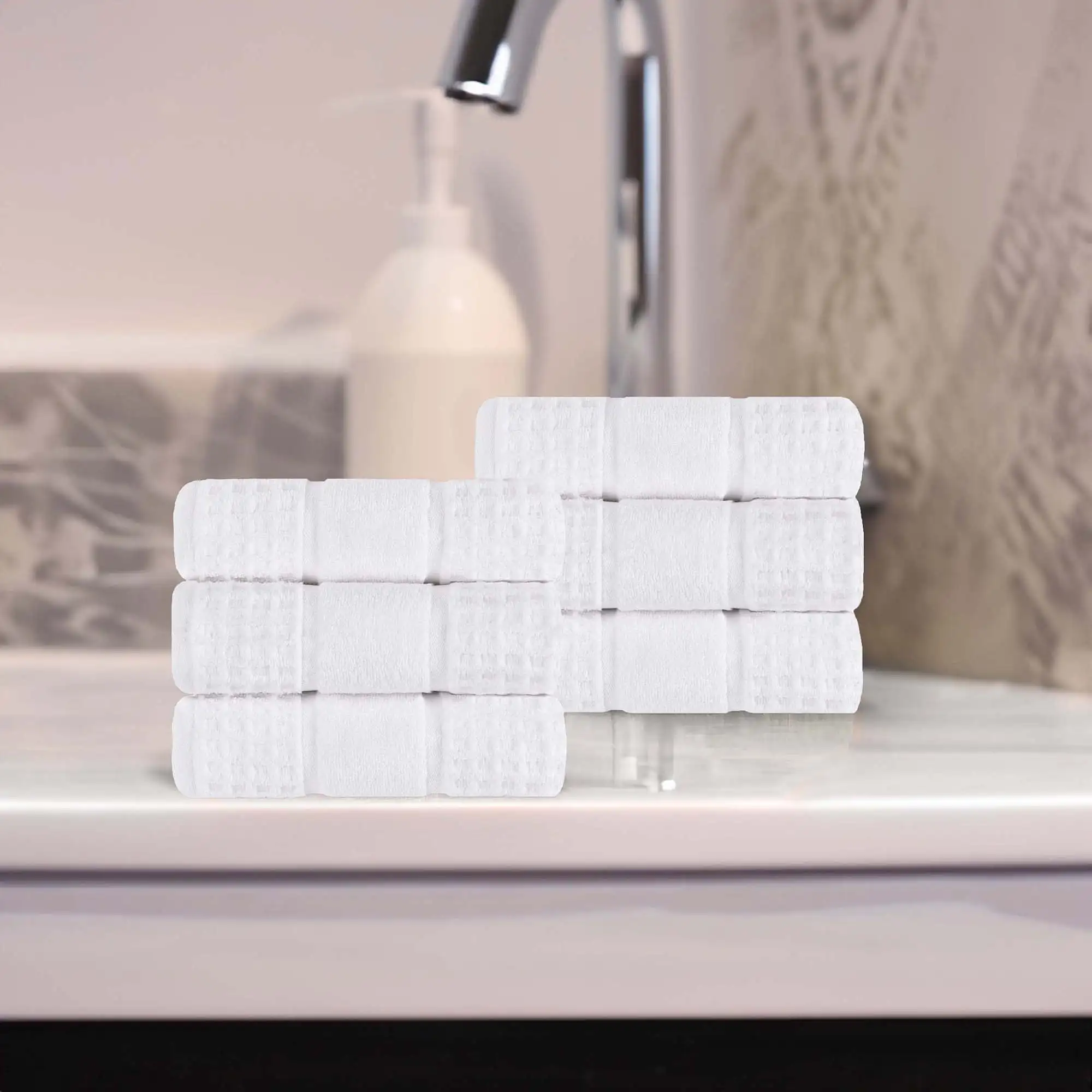 

Набор полотенец для рук Zero Twist Cotton Waffle Border из 6 шт., белый