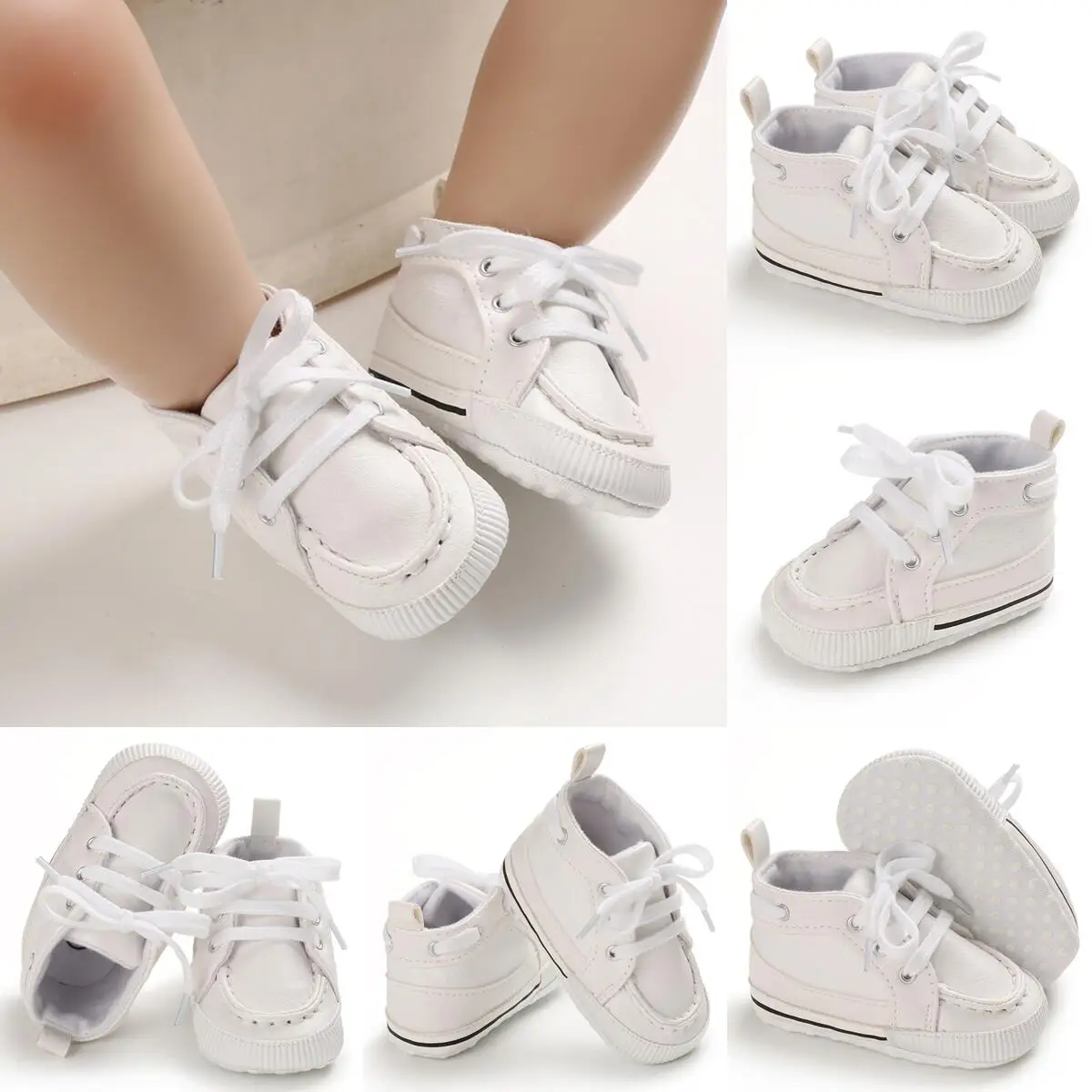 White Fashion Baby Shoes Casual Shoes For Boys And Girls Soft Bottom Baptism Shoes Sneakers For Freshmen Comfort First WalkShoes