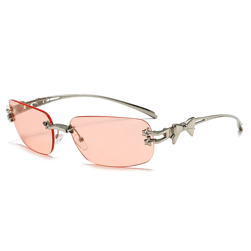 1 pz occhiali da sole da donna alla moda da uomo occhiali da sole rettangolari personalizzati senza cornice per la vita quotidiana occhiali da sole vintage UV400