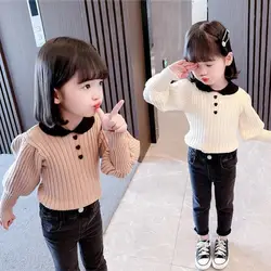 Autumn Children's Cute Fashion T-shirt Girl Baby Knit Sweater Sweater Spring Children's Long Sleeve Casual Versatile Clothing