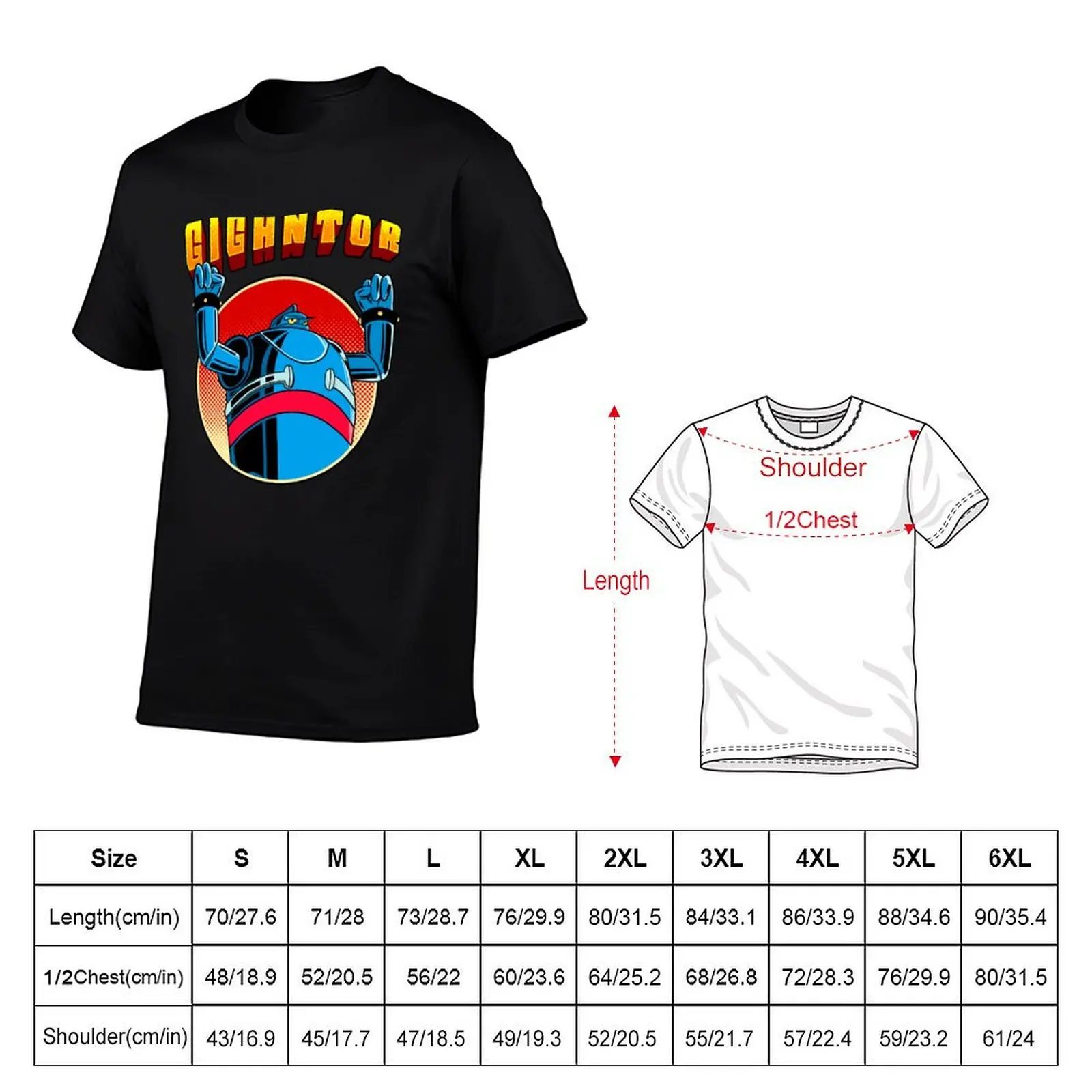 Retro Gigantor T-Shirt Basic Simple Design Short Sleeve Shirt