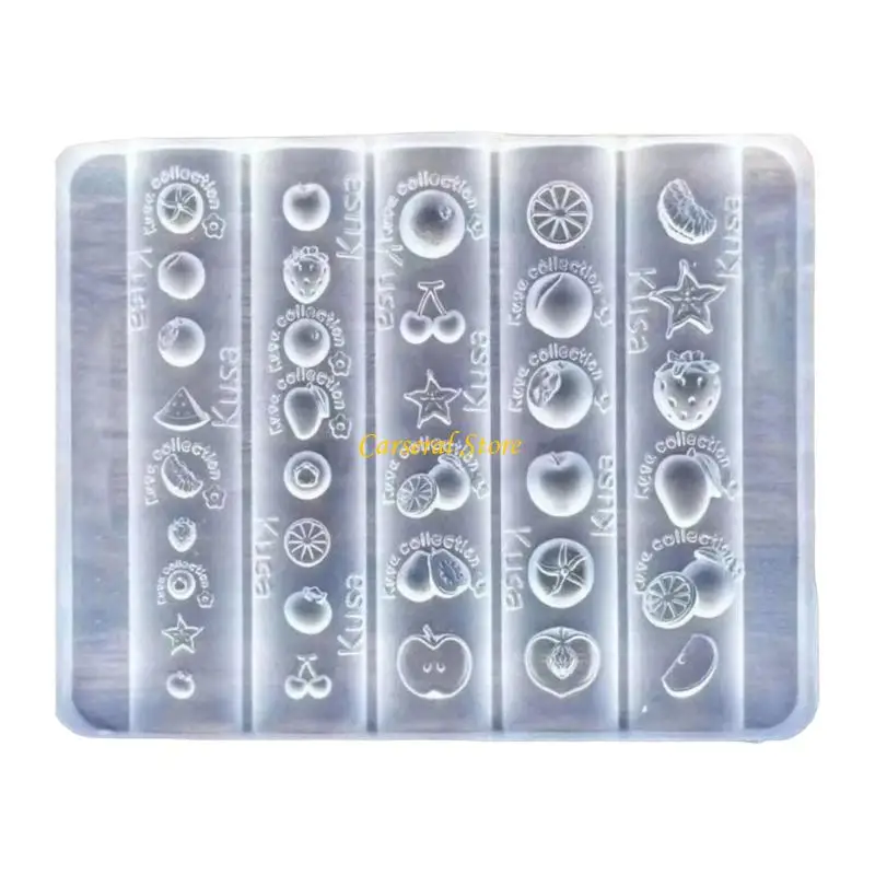 

M4YF Soft Silicone Nails Mold With Fruit Designs For Reusable DIY Nails Art Accessories Practical Embossing Tool