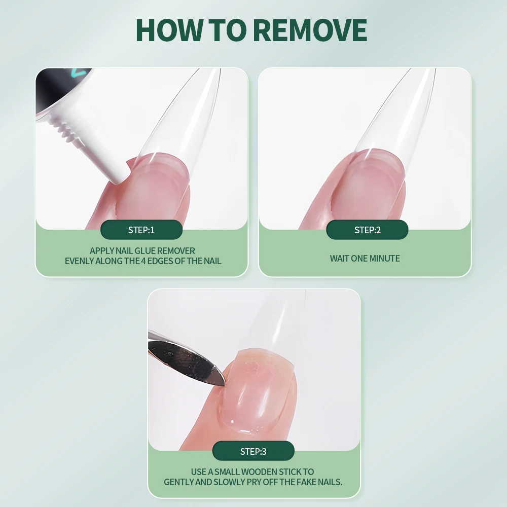 Halbfestes Nagelkleber- und Nagelentferner-Set mit Feile / 10 Alkoholtabletten zum Aufdrücken der Nägel, schnell trocknend, keine UV-Lampe erforderlich