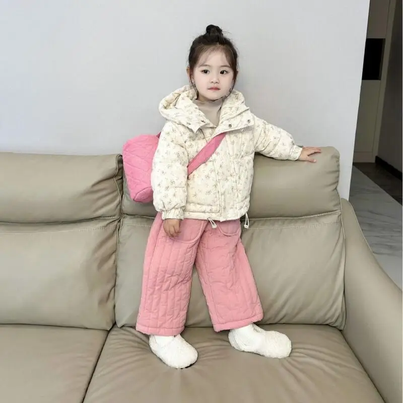 

Girls' Autumn Winter Padded Jacket Print Thicken Warmth Coat New Fashion Comfortable Hooded Tops Children Clothes 7 To 12 Years