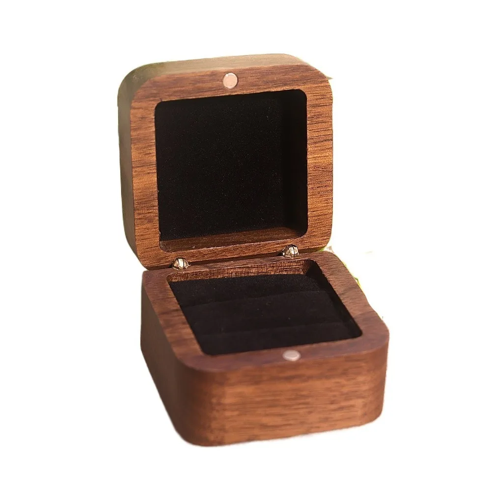 

Multi-function 1/2 Slots Spade Wood Rings Holder Luxury Wedding Rings Display Case Square Storage Jewelry Organizer Couple