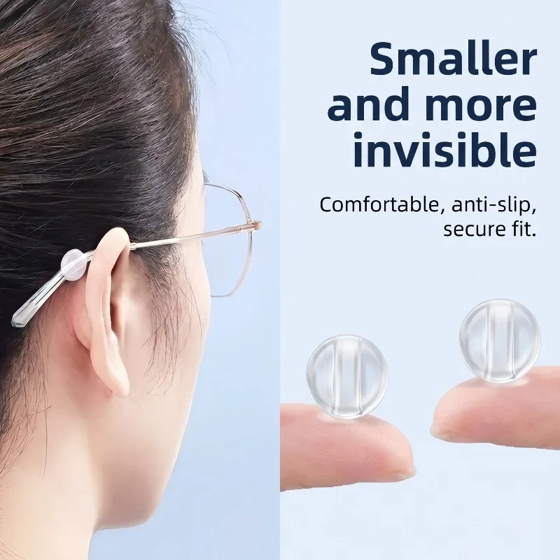 10/100 Pairs Universal Anti-Slip Glasses Nose Pads & Ear Hooks, Soft Silicone Eyeglass Temple Tips, Sweat Resistant for Sports