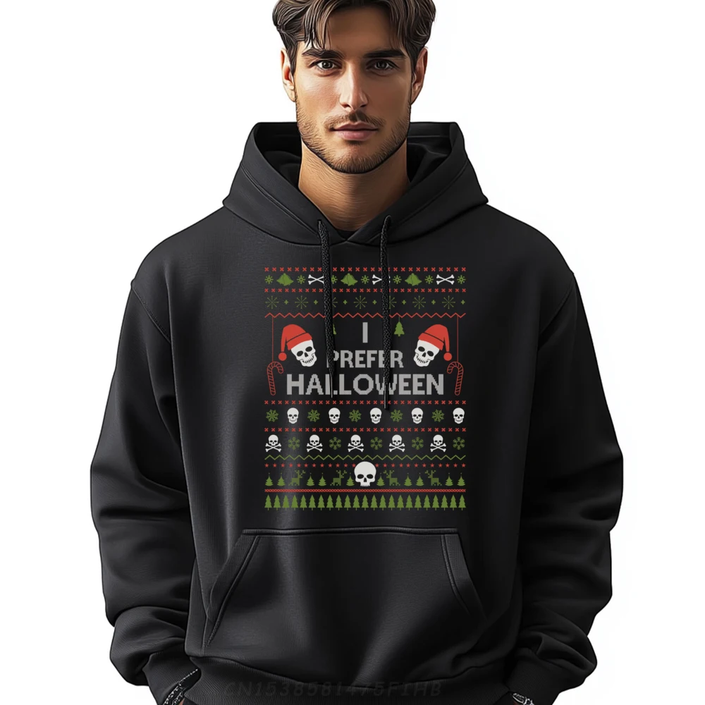 

I Prefer Halloween Christmas Sweater Funny Ugly Xmas Holiday Clothing Men's Oversize Long Sleeve St Patrick's Day