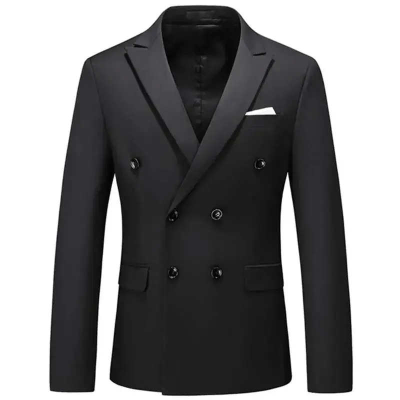 

2024 Faion Men's Casual Busin Color Blo Thiened Seven Sve Buttoned Youthful Sle Double Slit Wide Fit Suit