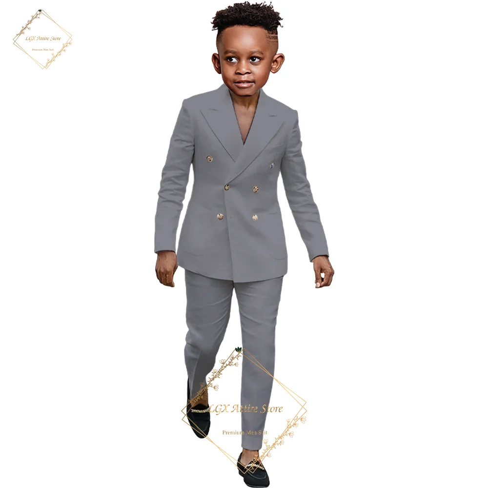 Terno de 2 peças para meninos, feito sob medida para crianças de 2 a 16 anos, lapela de pico, ocasião formal, terno slim fit