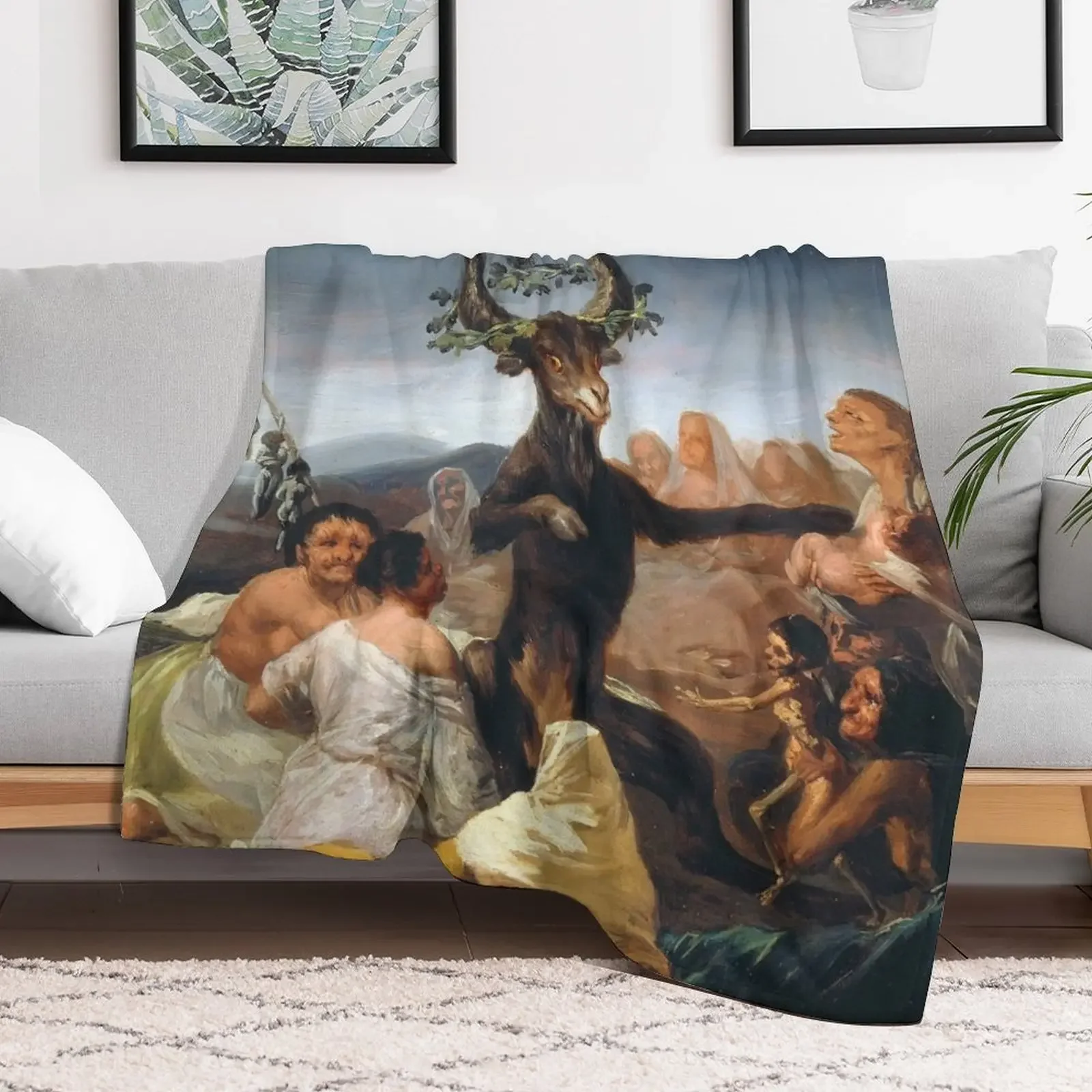 Witches Sabbath by Francisco Goya (1798) Throw Blanket Loose Bed linens Blankets