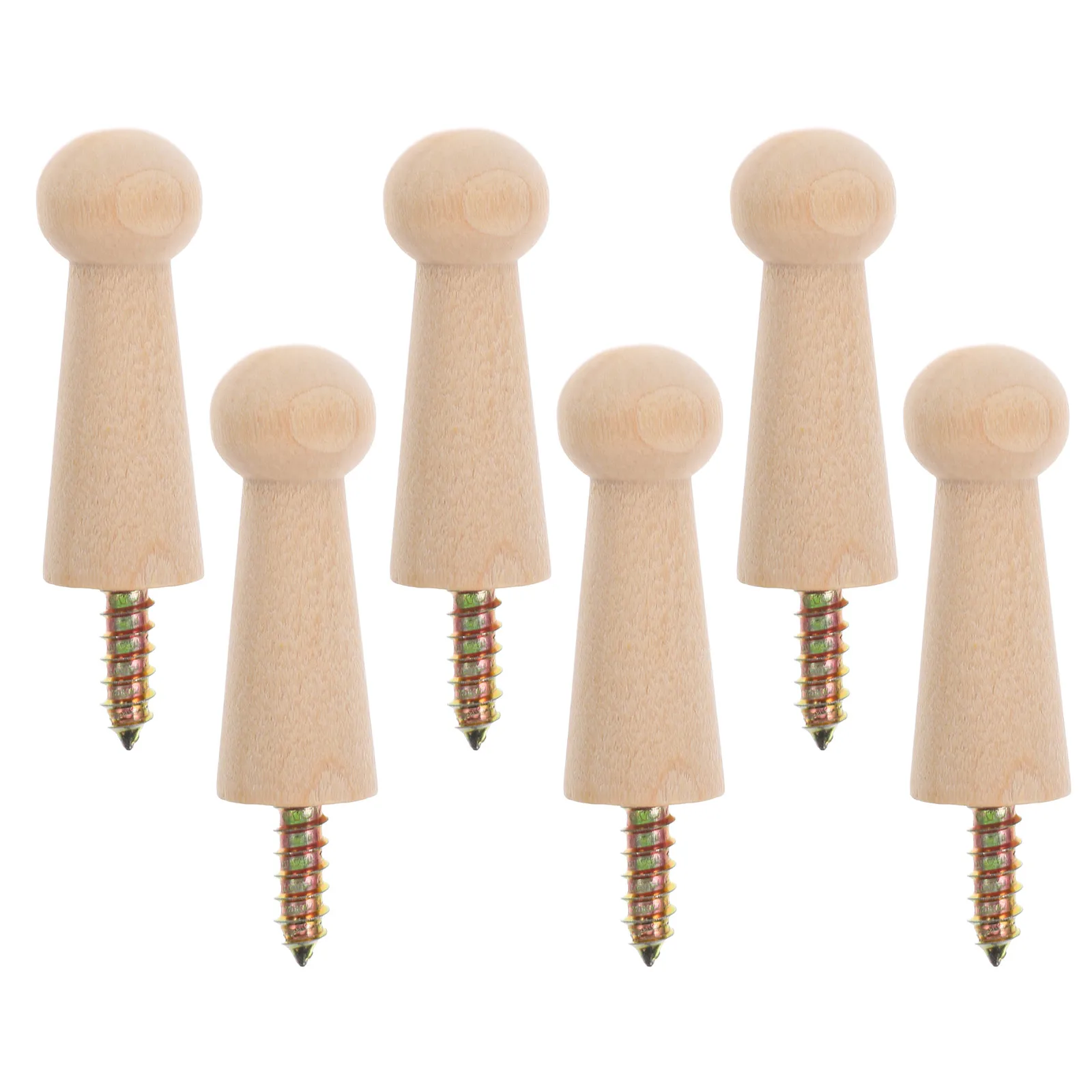 

6pcs Wooden Wall Mount Blank Colorable Natural Wood Material Solid Small Shaker Pegs Screw Hooks for Clothes Hats Towels Bags