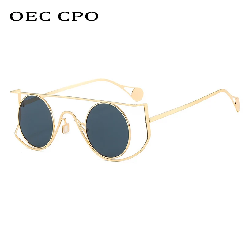 OEC CPO nowe okrągłe okulary przeciwsłoneczne męskie ze stopu mała ramka okulary przeciwsłoneczne damskie okulary Steampunk okulary przeciwsłoneczne do jazdy UV400