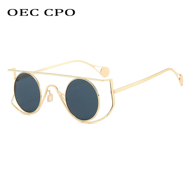 OEC CPO nowe okrągłe okulary przeciwsłoneczne męskie ze stopu mała ramka okulary przeciwsłoneczne damskie okulary Steampunk okulary przeciwsłoneczne do jazdy UV400