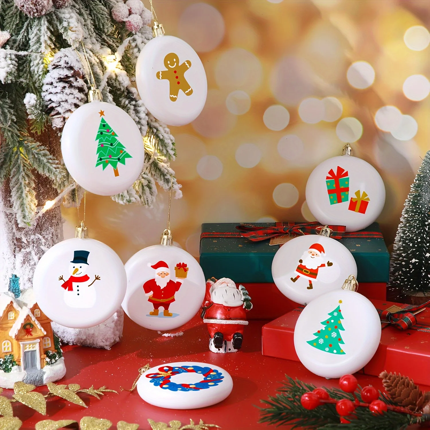 1/5pcs of Christmas Blank White Ball ornaments, Christmas tree hanging decorations DIY adult painting Christmas ornaments view 6