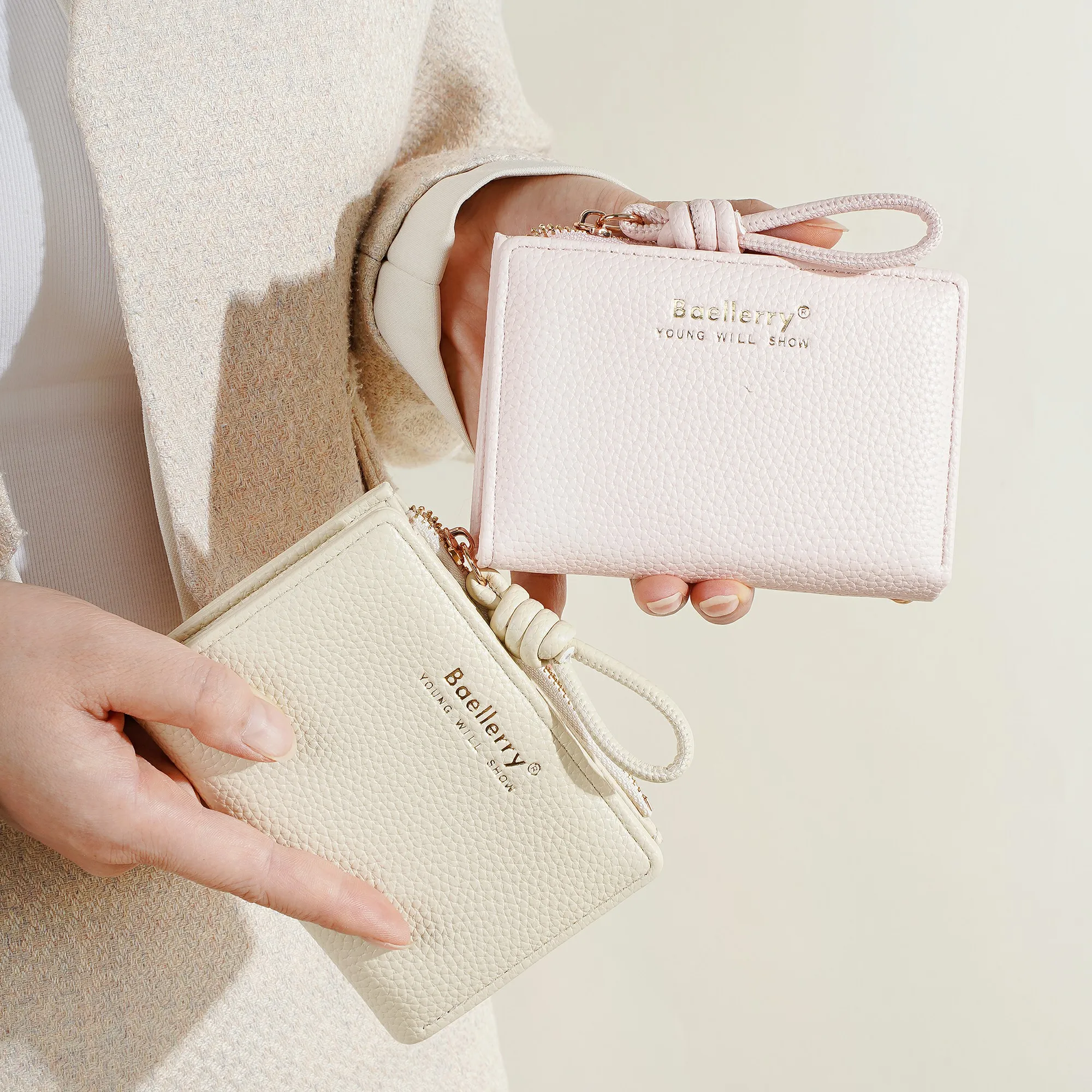 1 Stück – Baellerry Damen-Kurzgeldbörse, aus PU-Leder mit Handgelenkschlaufe, lässige Geldbörse mit Lychee-Muster, leicht, elegant, minimalistischer Stil, Alltagsgeldbörse – Detail 30