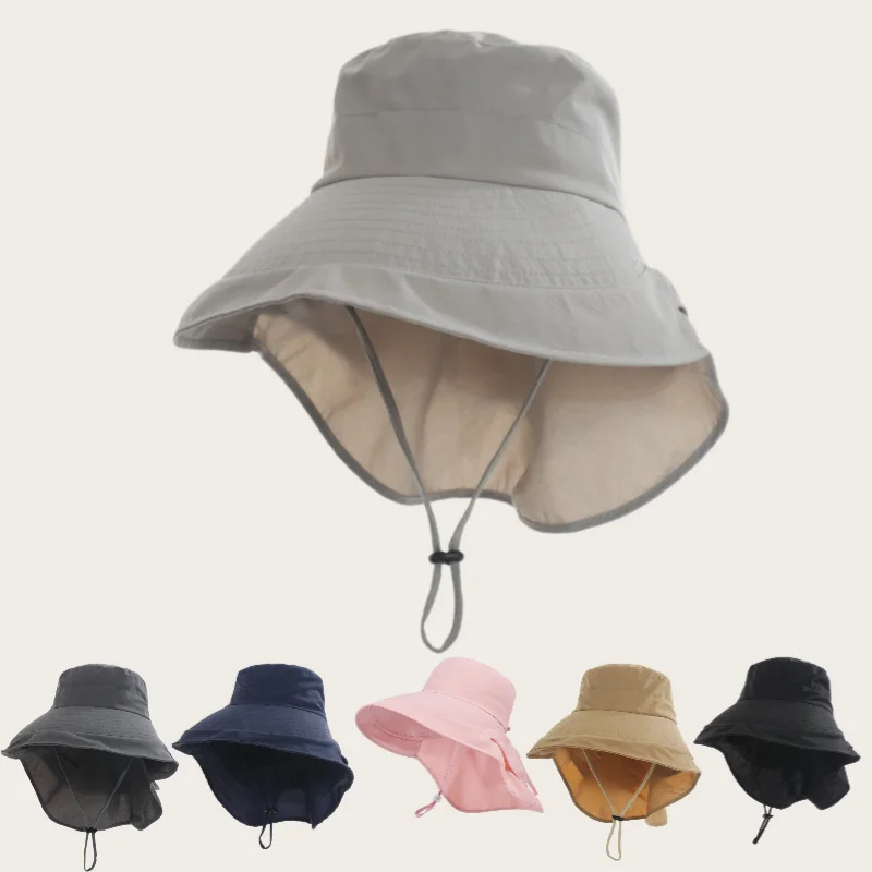 Damen-Sonnenhut mit großer Krempe und Gesichtsschleier, UPF 50+, UV-Schutz für Sommer, Radfahren, Strand, Outdoor, Bergsteigen