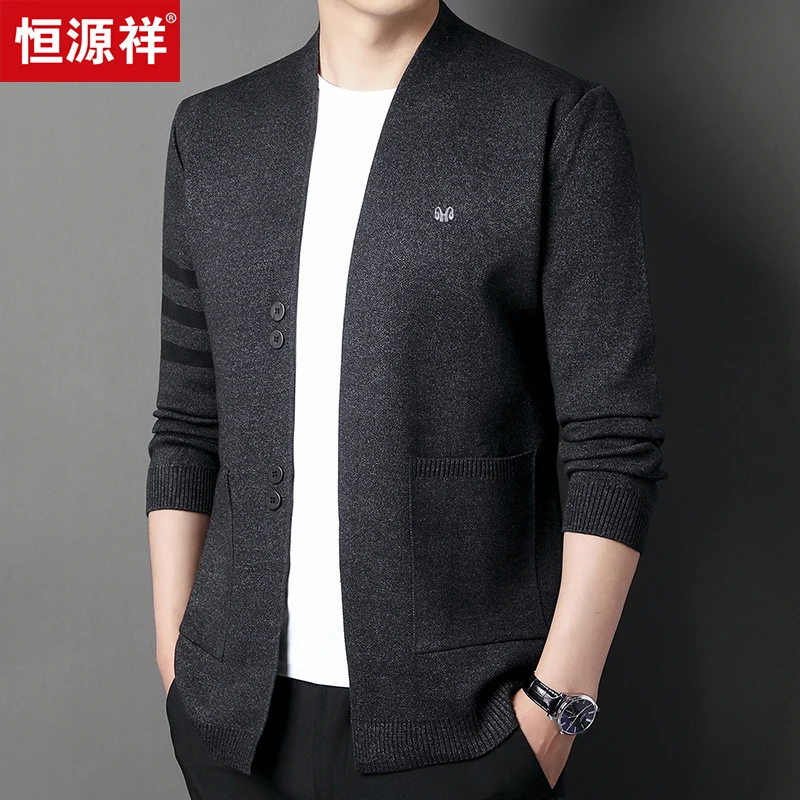 

Осень 2024, новый мужской вязаный кардиган, персонализированное повседневное мужское пальто, красивый свитер, корейское издание, модная линия одежды