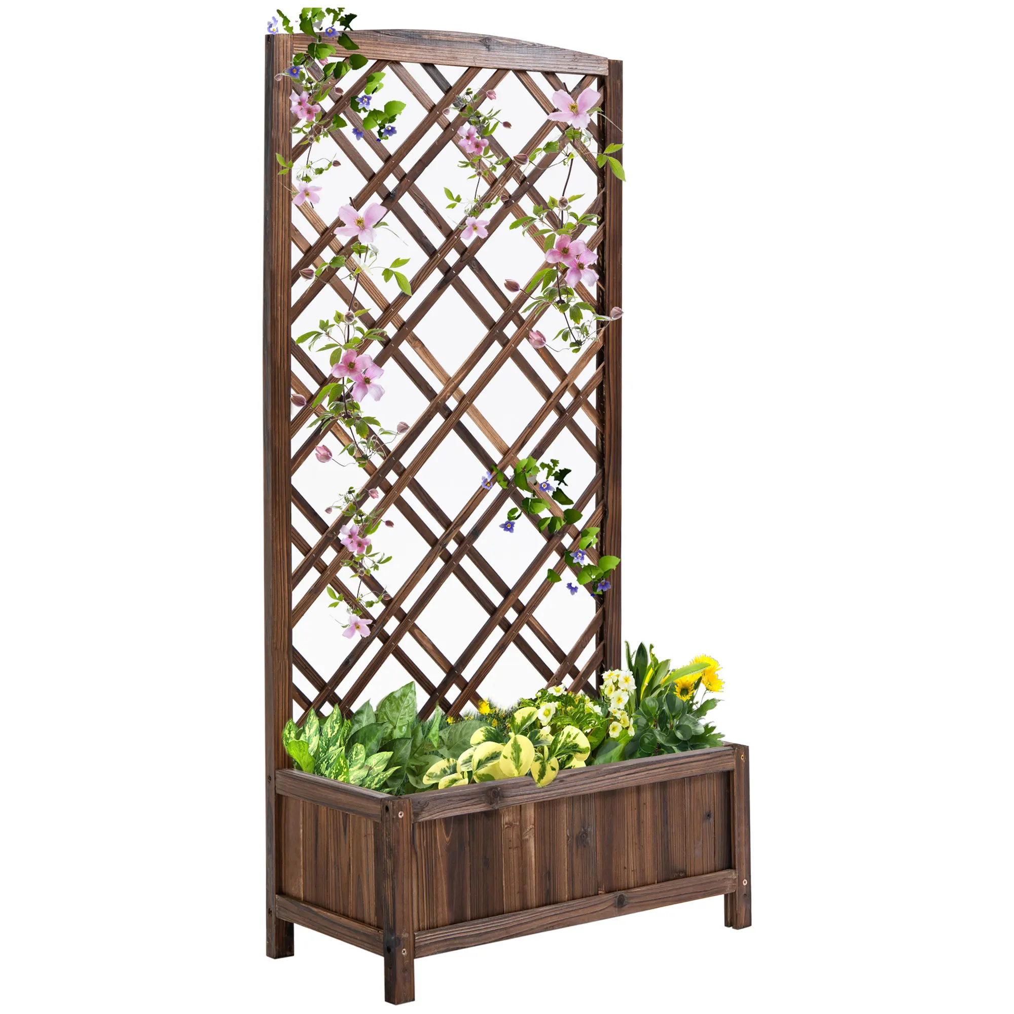 Outsunny plantenbak met trellis voor klimplanten 60X30X122,5 cm
