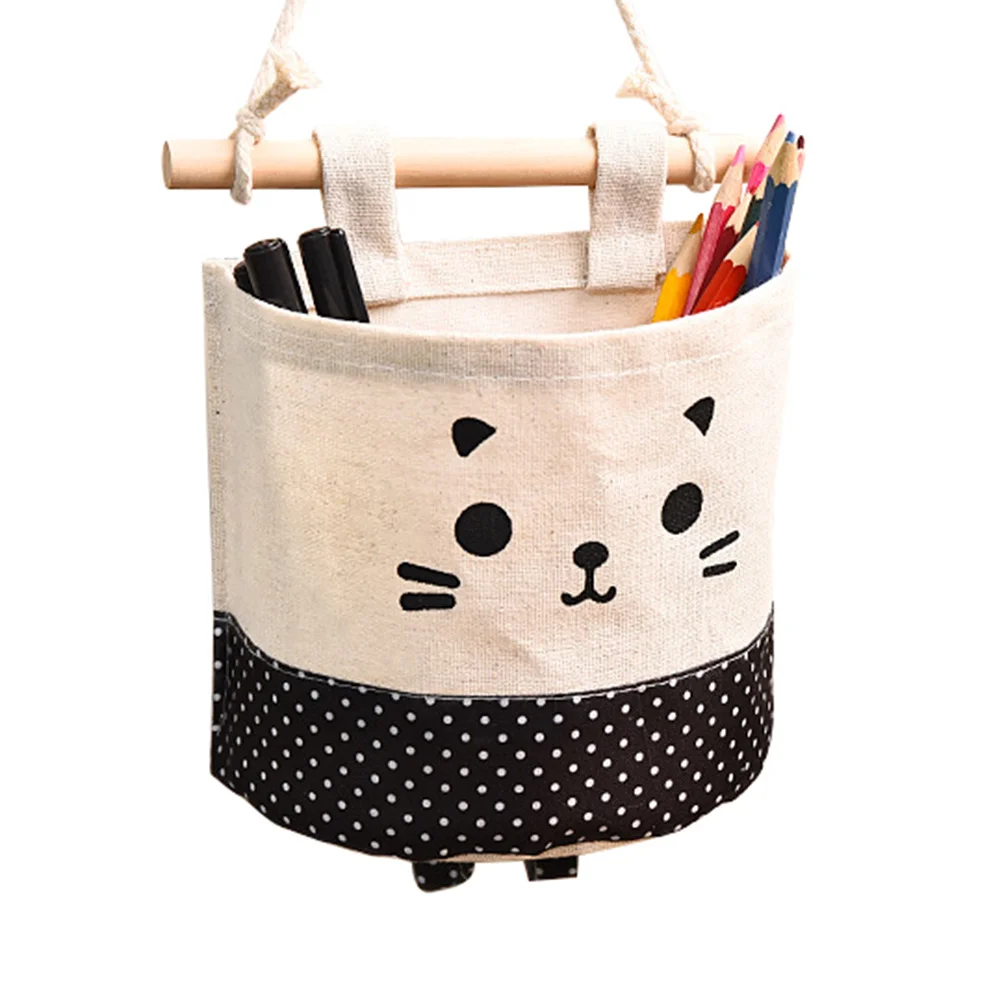 

Cotton Linen Cartoon Hanging Storage Bag Waterproof Retro Style for Wall Living Room Bathroom Organizer Holder Large Pocket