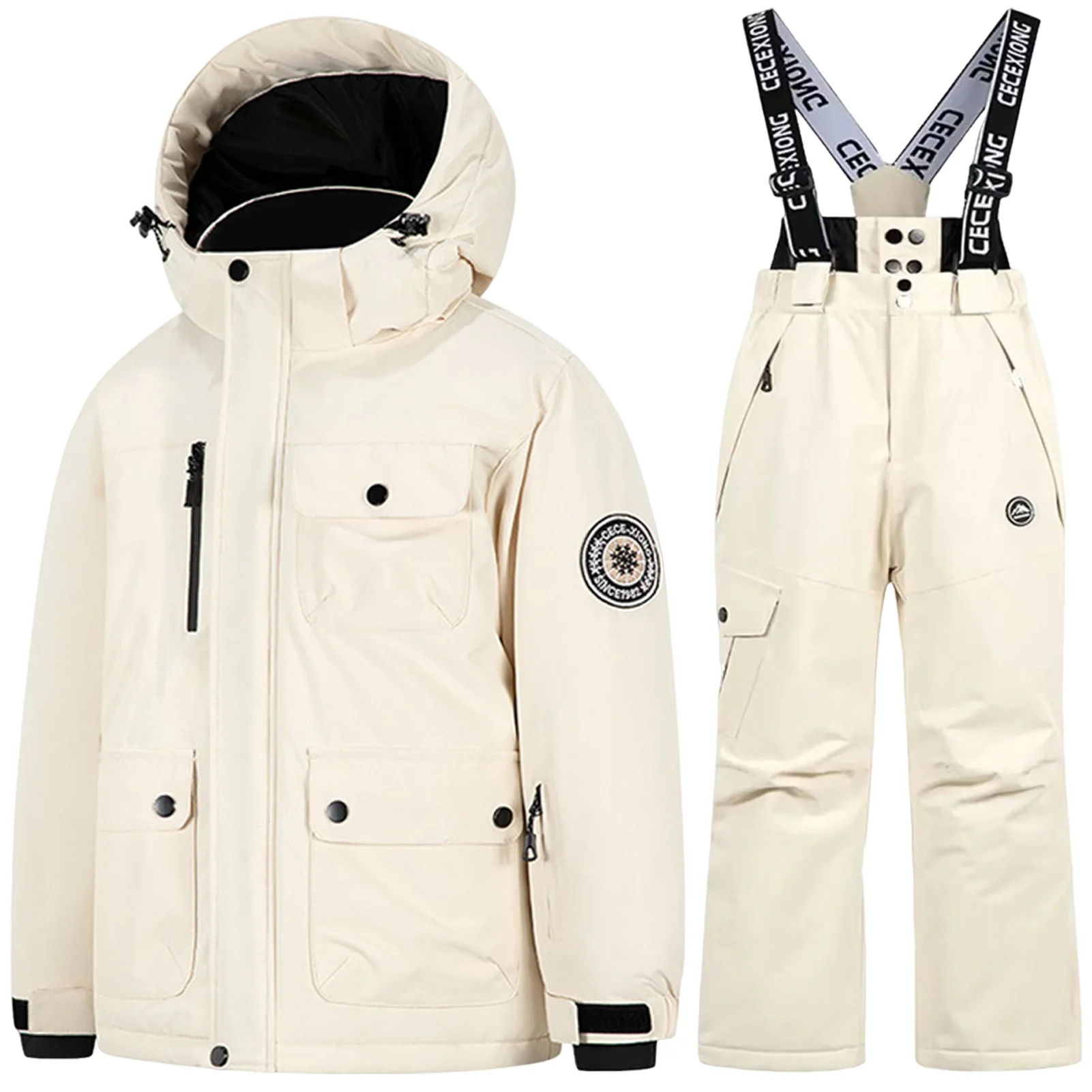 

2-Piece Kids Skiing Suit,Boys Snow Jacket Snow Bib Pants,-30 Degree Girls Snowsuits,Warm Children's Snowboarding Wear for Winter