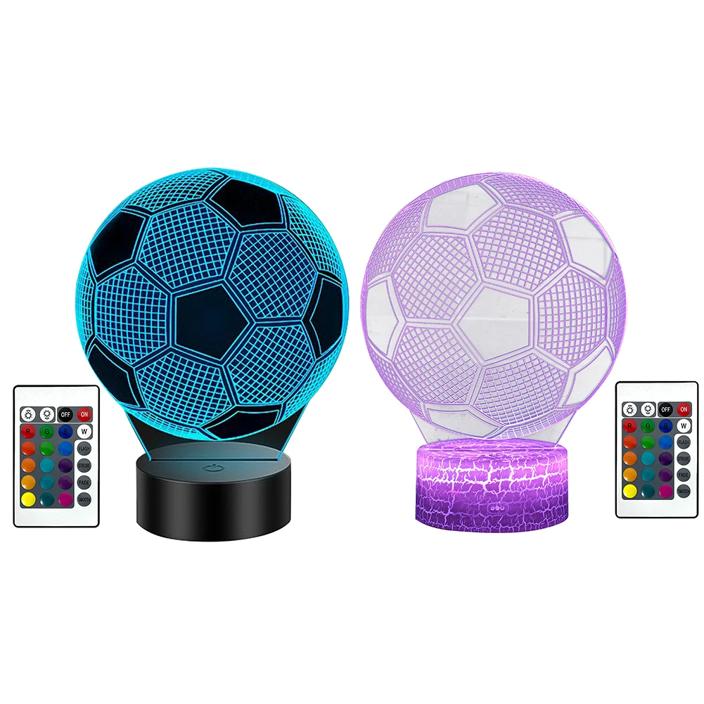 3D Soccer Night Light Football Night Lamp 16 Colors Changing LED Frame Table Lamp Illusion Nightlight for Birthday Xmas Gift