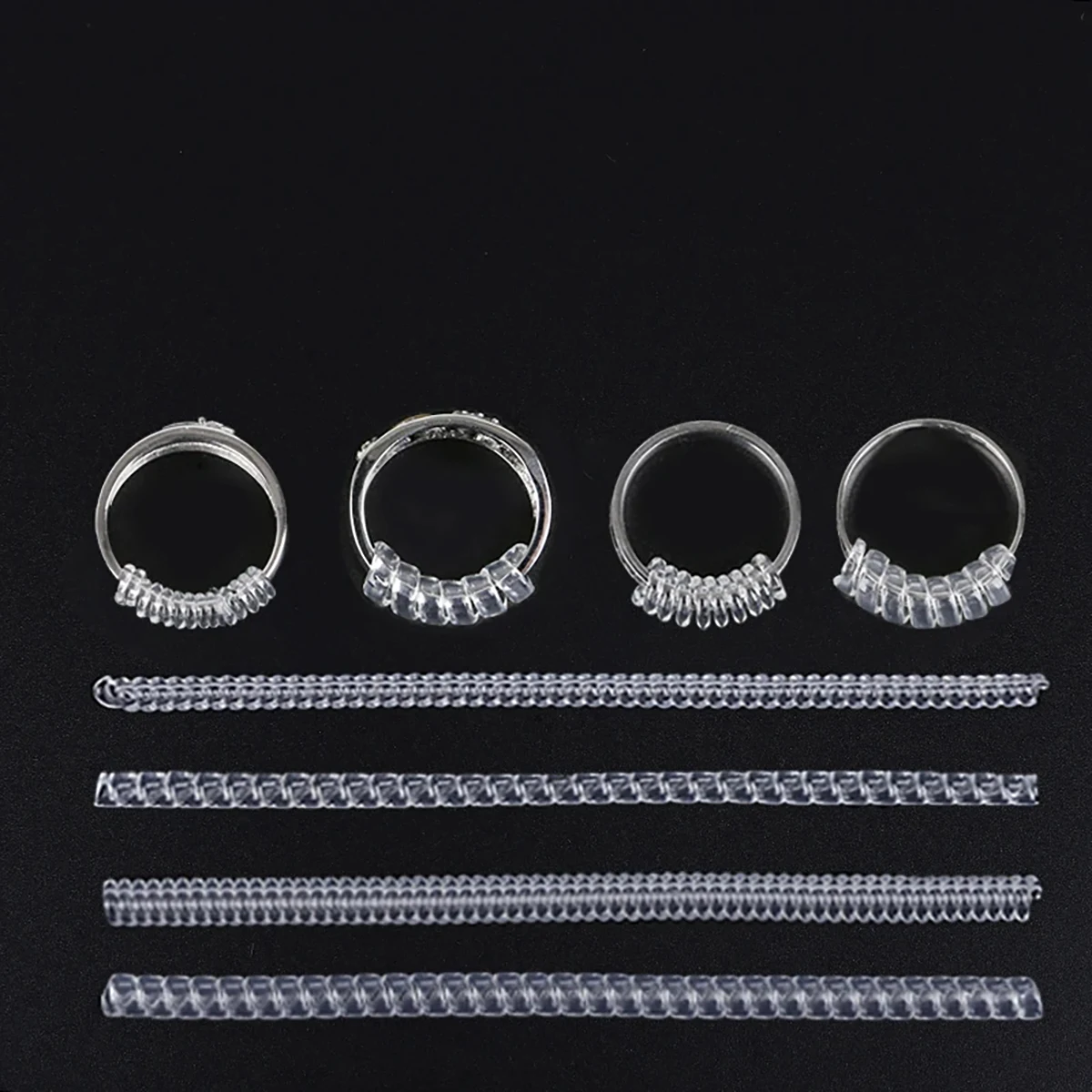 4-8pcs/lot Transparent Spiral Based Ring Tools Spring Coil Ring Size Adjuster Guard Tightener Reducer Resizing Tool For Jewelry