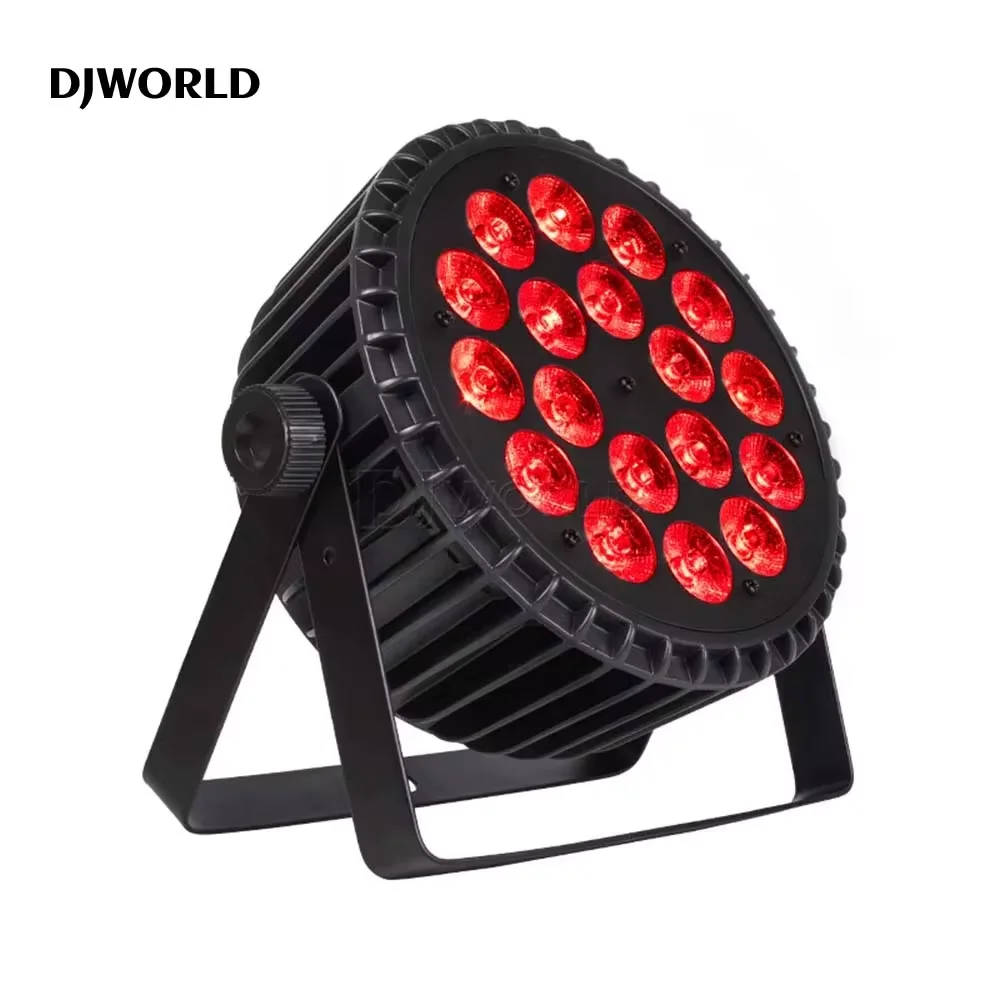 led flat par light aluminio dmx luzes do palco equipamento de dj profissional disco luz uv 18x18w rgbwa 6in 1 01