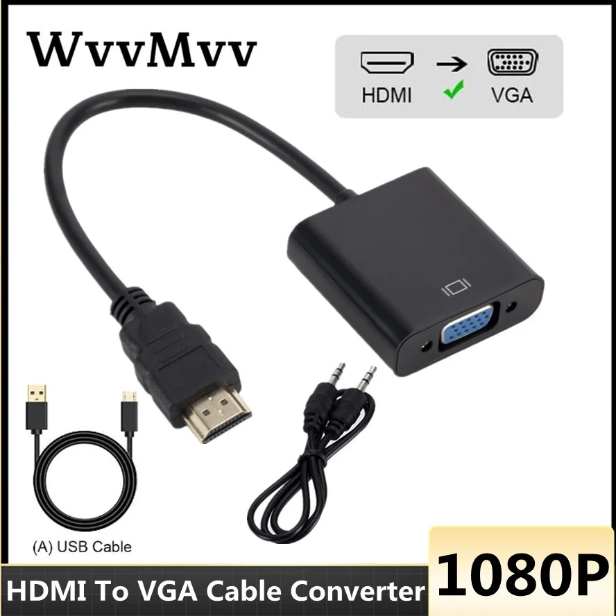 HD 1080P HDMI-compatible to VGA Adapter With Audio Power Suppl HDMI Male To VGA Female Cable Converter For PS4 TV Box Laptop TV