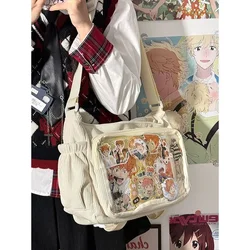 New Kawaii Itabag Winter Soft Corduroy Crossbody Bags Transparent Clear Bag Collage Student Shoulder Bag Messeger Book Bag Bolso