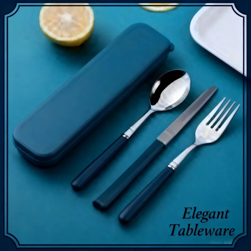 

Stainless Steel Cutlery Set Travelling Student Outdoor Cutlery 3 Piece Fork Chopsticks Spoon Combination Convenient Cutlery Set