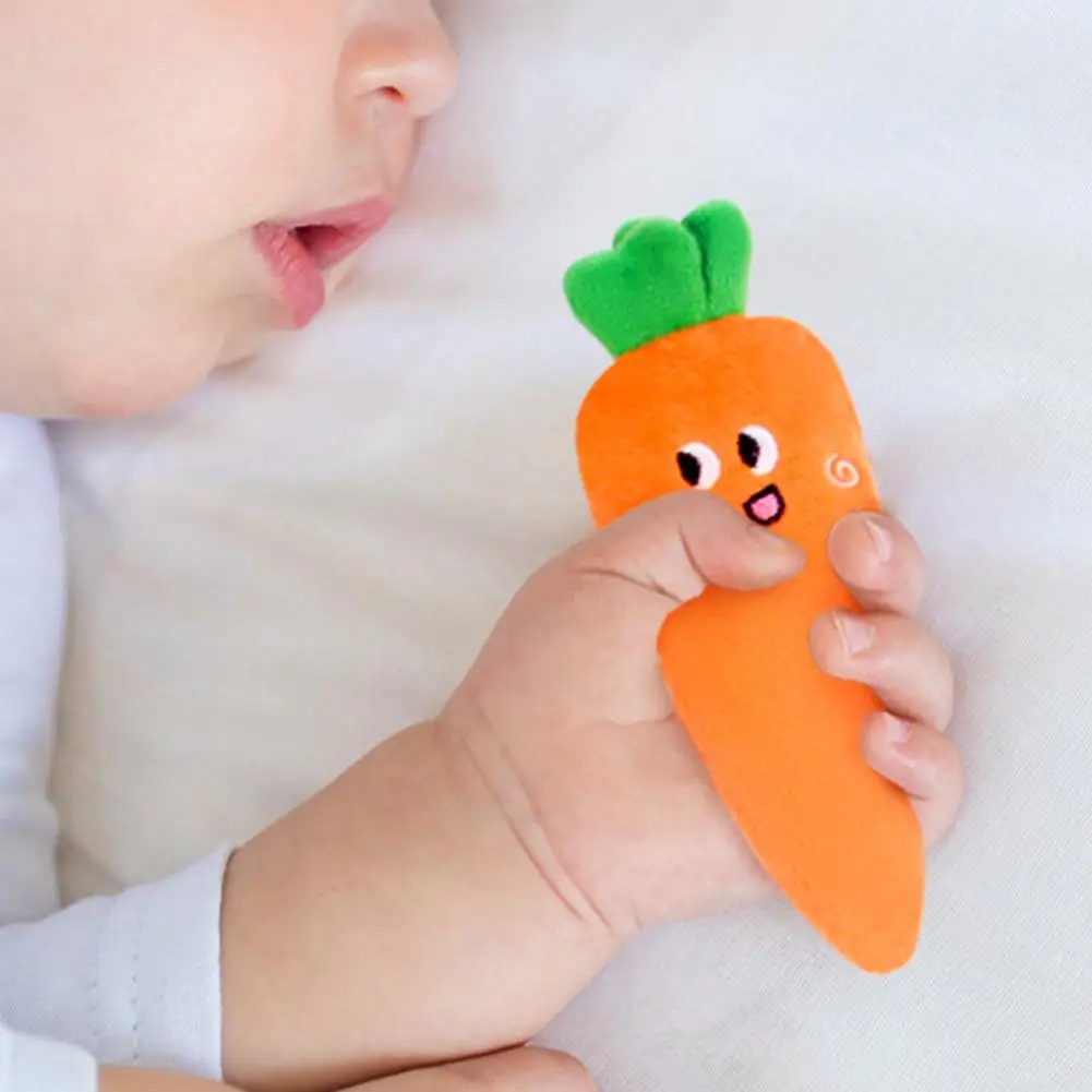 Cute Stuffed Carrot Hand Grip Toy for Toddlers Developmental Sleep Soother Fruit Plush Food Figure Baby Soft Plushie Grasping To