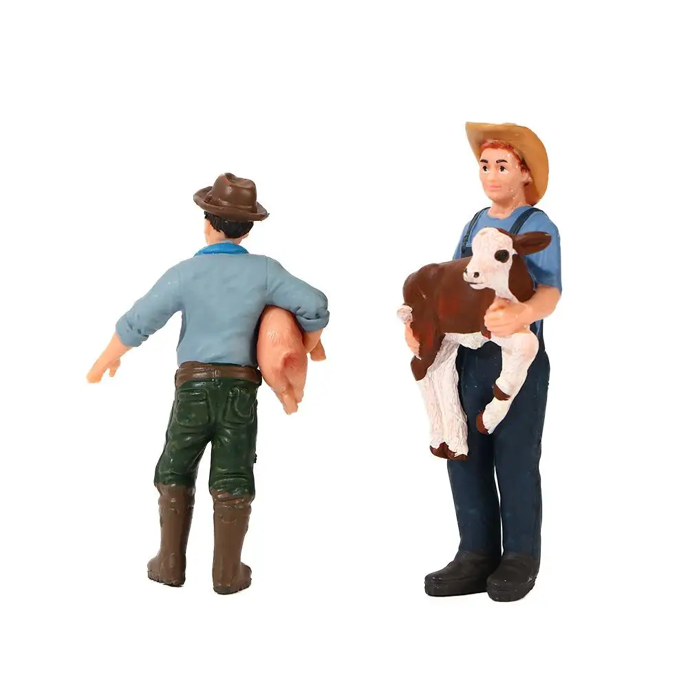 1:25 Farm Human Figurines PVC Farm Animal Farmer Staff Feeder Models Educational Learning Kids Toys Gift DIY Micro Country Decor