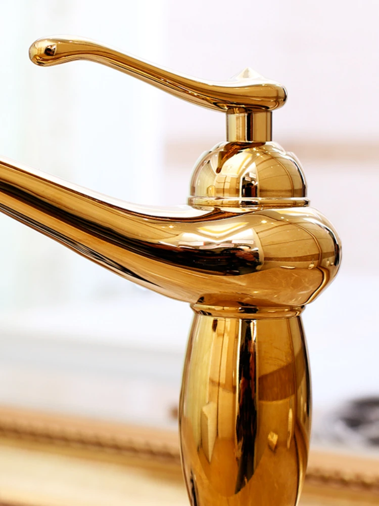 Faucet Golden Hot and Cold Faucet Heightened Bathroom Wash Basin Faucet