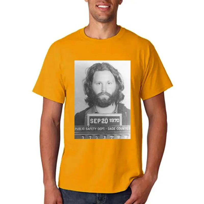 Jim Morrison Mugshot Tshirt Cool Short Sleeve Men Block T-shirt