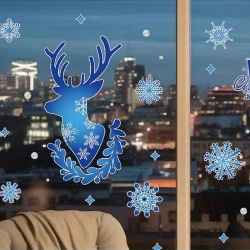1 Stück Goldpulver Eis und Schnee Weihnachtsmann Glasaufkleber Schaufensterdekoration Atmosphäre elektrostatische Aufkleber, Weihnachten