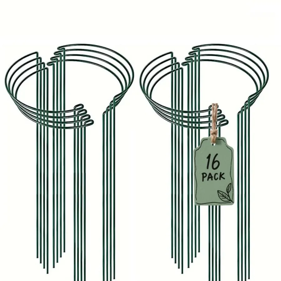 

Plant Support Stake 24 Inch, semi-Circular Metal Garden Stake Plant Support for Peony cage and Support, Green Plant Support Rin