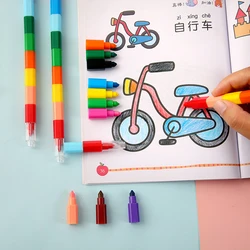 Crayon bloques de construcción creativos para niños, bolígrafos de Graffiti Kawaii, pintura, papelería coreana, crayón cuadrado, Pastel de aceite
